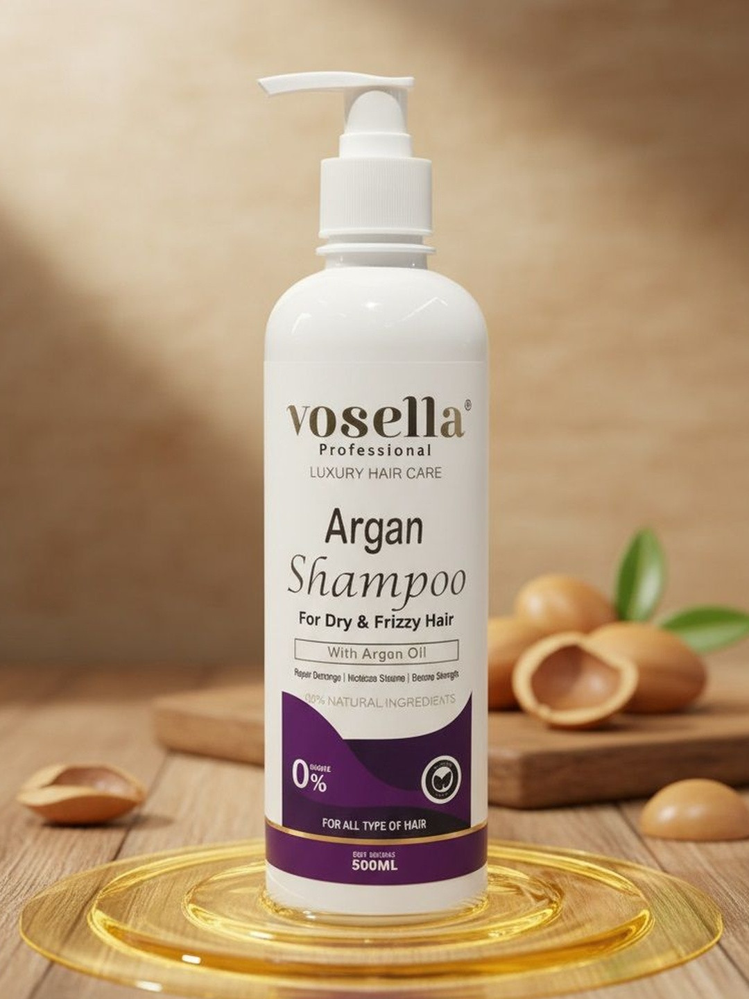 VOSELLA Argan Shampoo For Dry & Fizzy Hair For Hair Growth - 500 ml