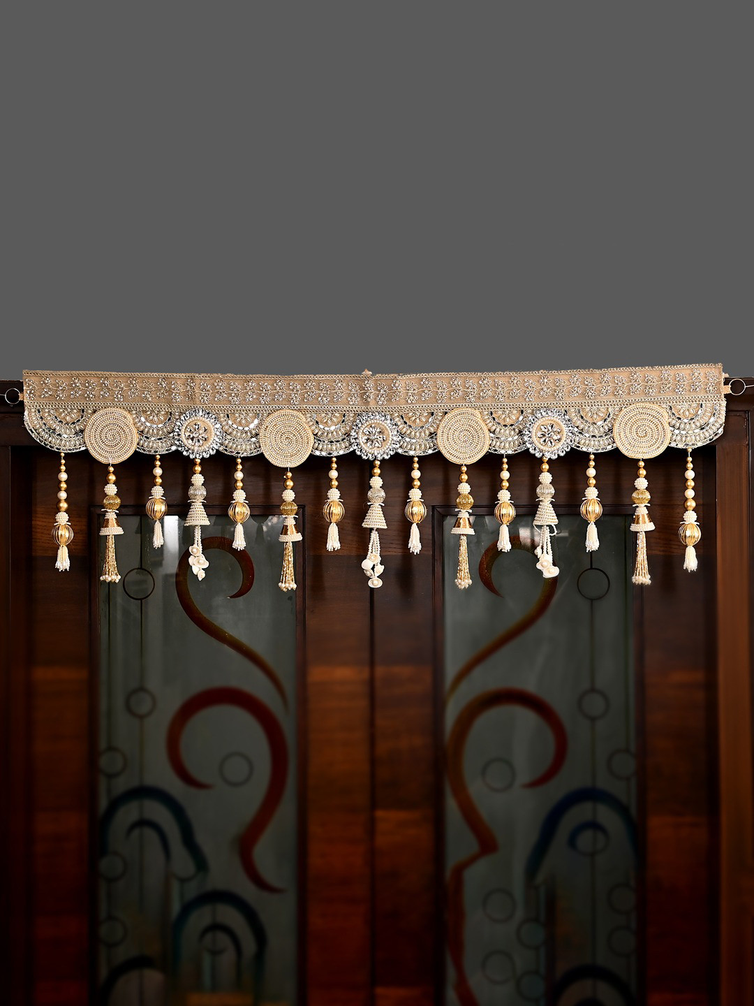 Aapno Rajasthan Gold And Silver Toned Artificial Beaded Door Hanging Bandarwal