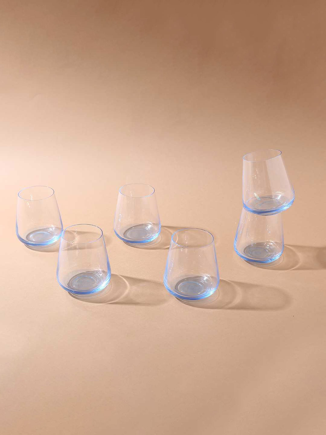 Bohemia Crystal Siesta Set of 6 Lead Free Blue Base Whiskey Glasses 400 ml