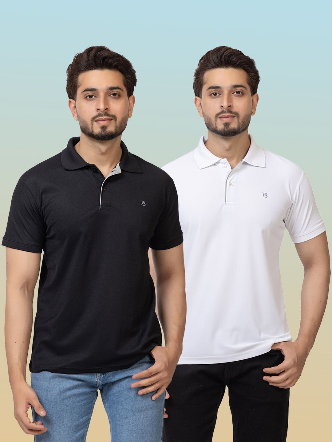 GEE 5 Men Pack of 2 Brand Logo Polo Collar T-shirt