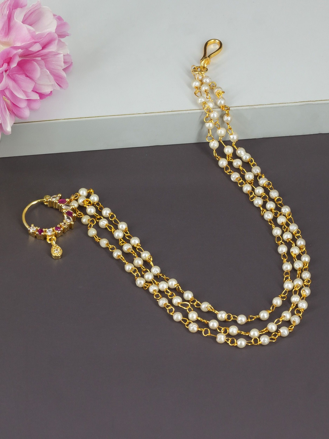 PRIVIU Gold-Plated Cubic Zirconia Ring Nosepin