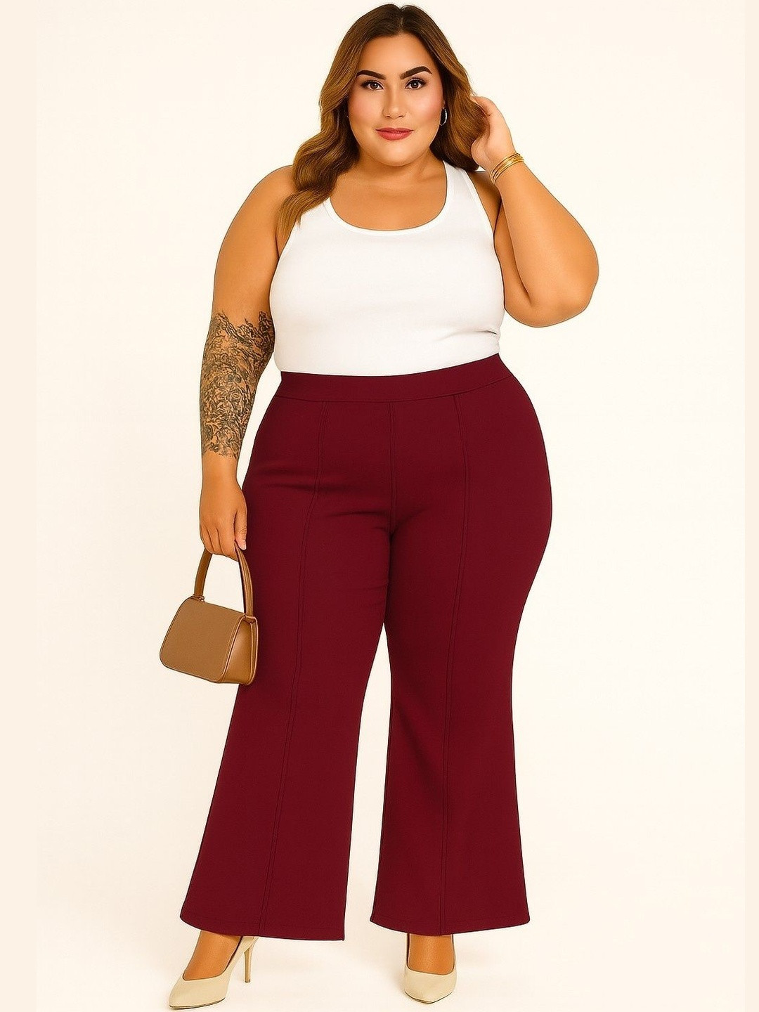 CHROME & CORAL Women Plus Size Mid-Rise Track Pants