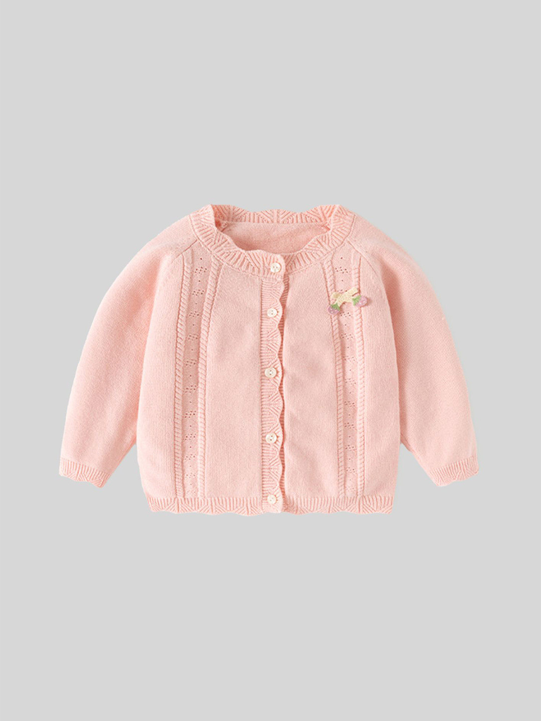 LULU & SKY Girls Applique Detail Button Cardigan