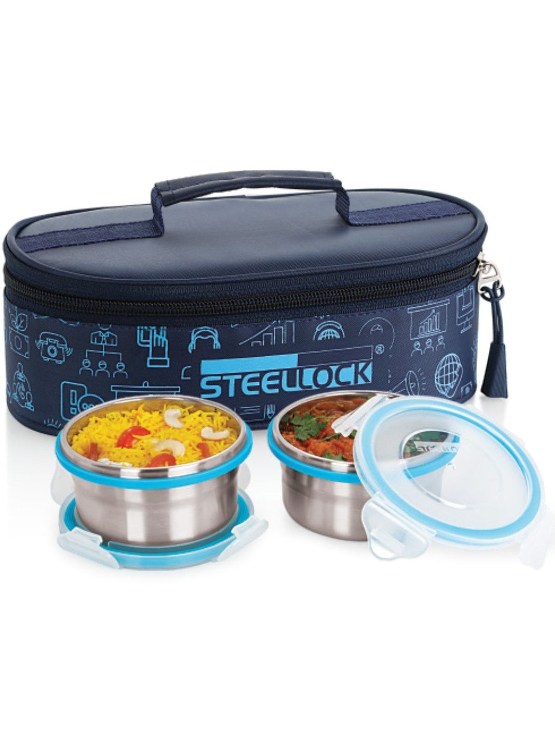 STEELLOCK Blue 2025 Stainless Steel Airtight 2 Pieces Lunch Box