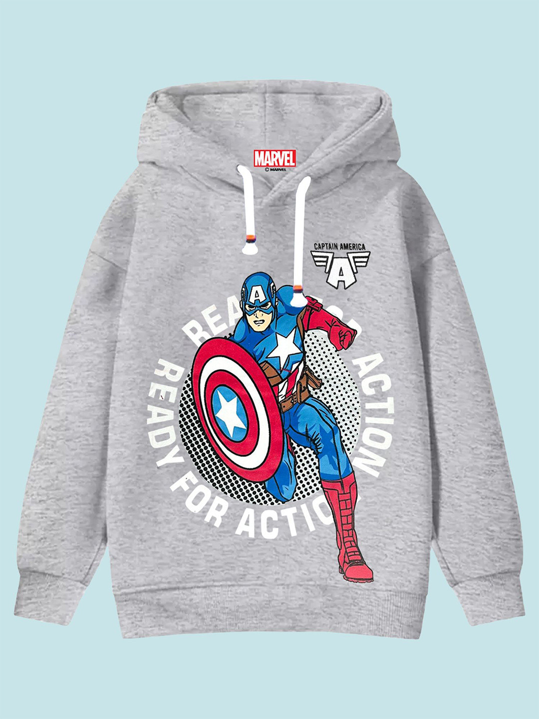 YK Marvel Boys Captain America Printed Hooded Sweatshirt