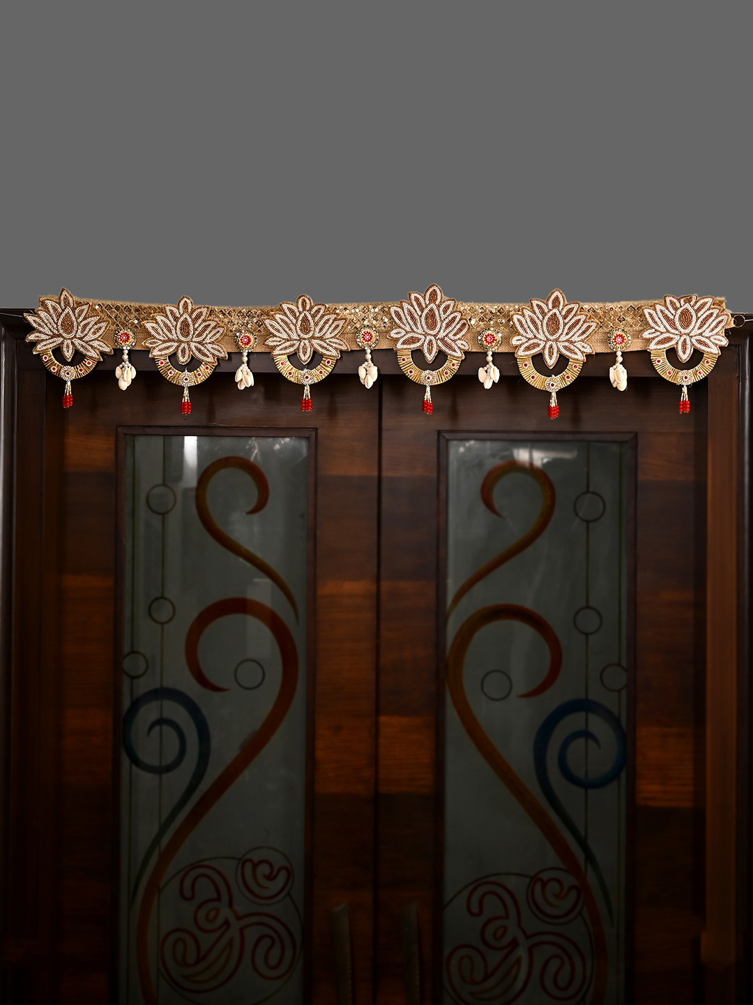 Aapno Rajasthan Gold Toned And Cream Artificial Beaded Ethnic Door Toran