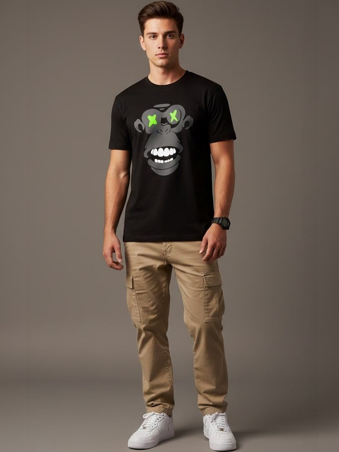 OUTLAWS Men Graphic Printed Round Neck Short Sleeves Cotton T-shirt