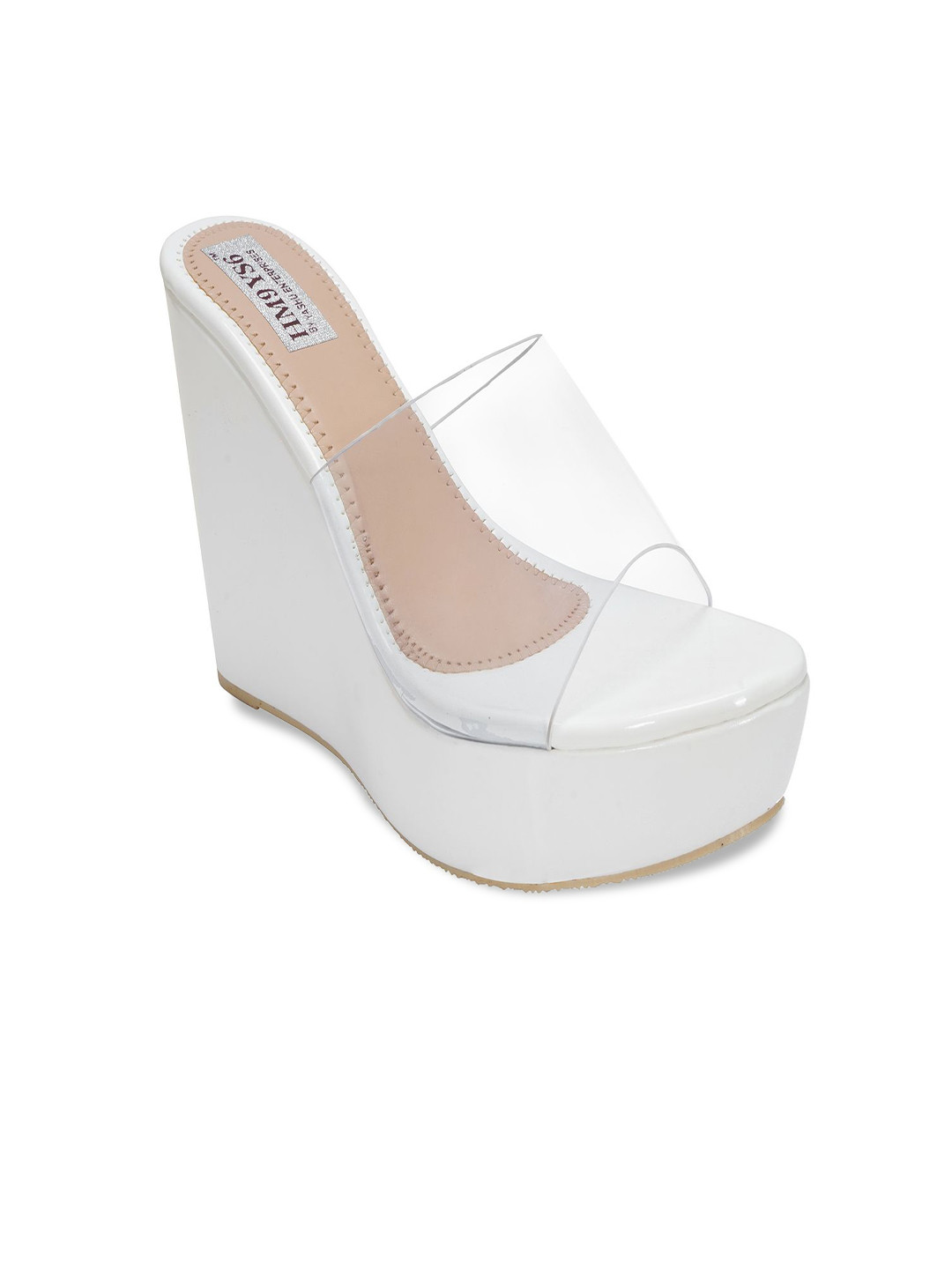 HEART CORE Women Transparent Open Toe Wedge Heel Sandals