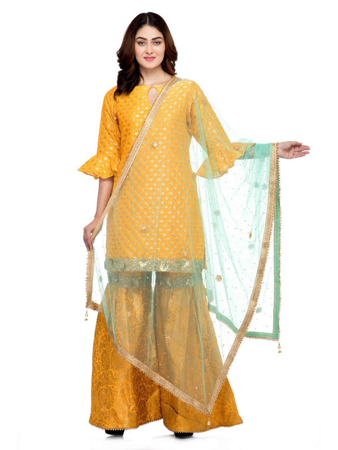 A R SILK DUPATTA HUB Embroidered Beads And Stones Net Dupatta
