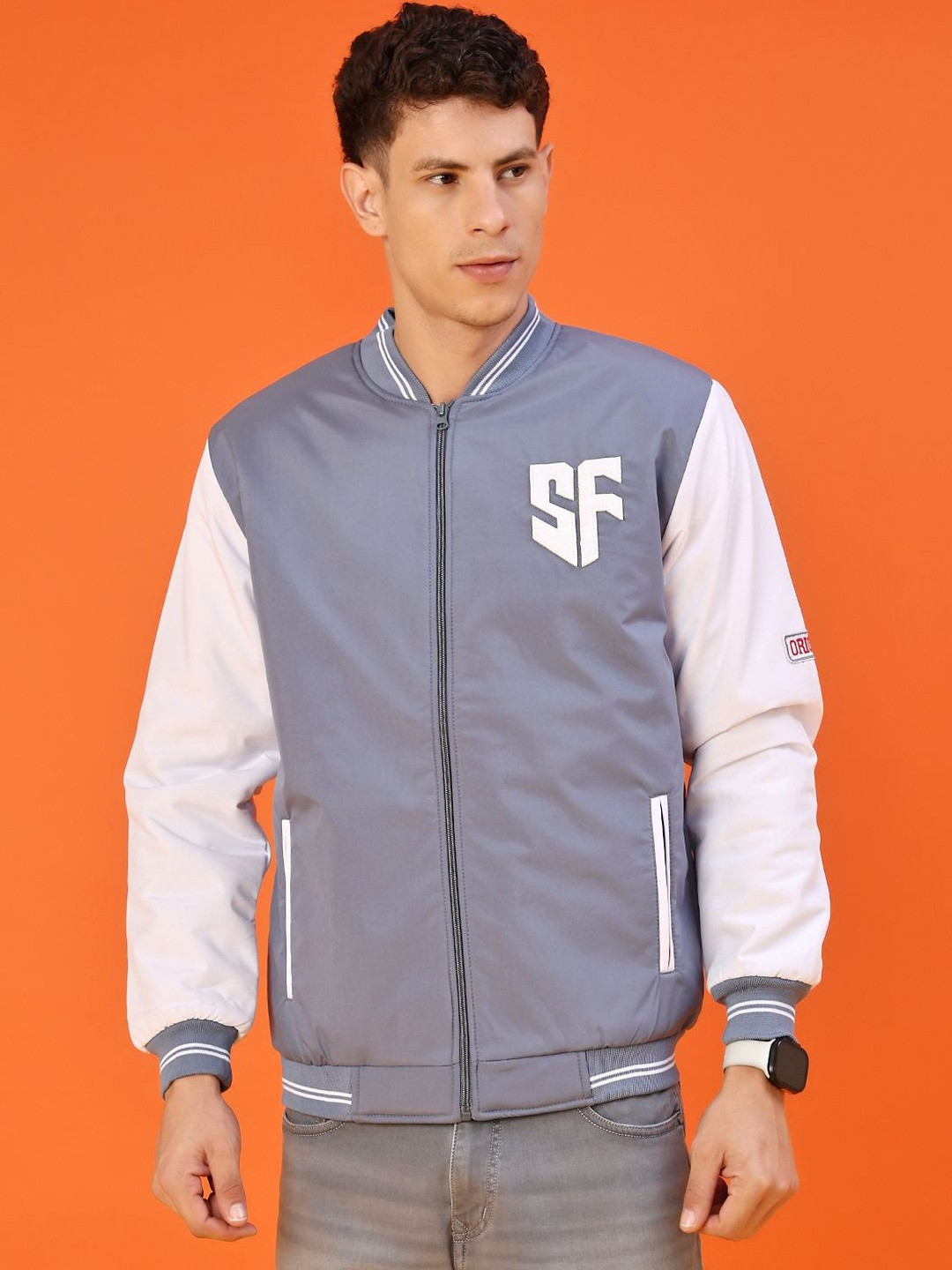 V-Mart Men Camouflage Bomber with Patchwork Jacket