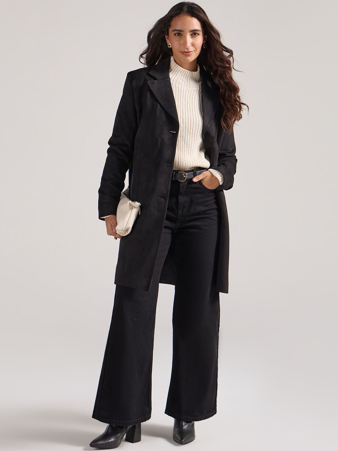 20Dresses Women Notched Lapel Collar Single-Breasted Overcoat