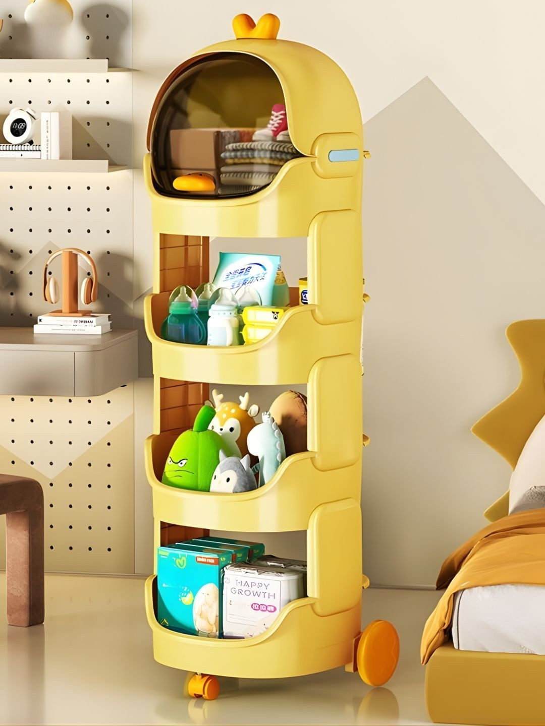 Polka Tots Yellow Storage Drawer Rack 4-Tier Organisers