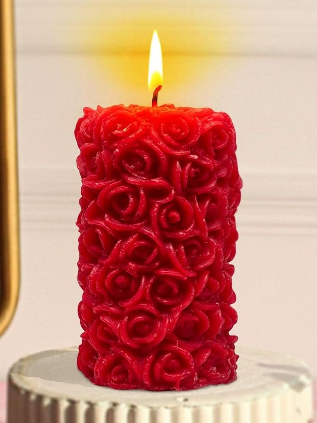 Garden Deco Red Scented Pillar Candle