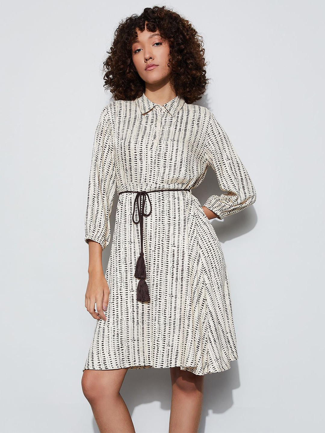 Fame Forever by Lifestyle Print Puff Sleeve Shirt Dress