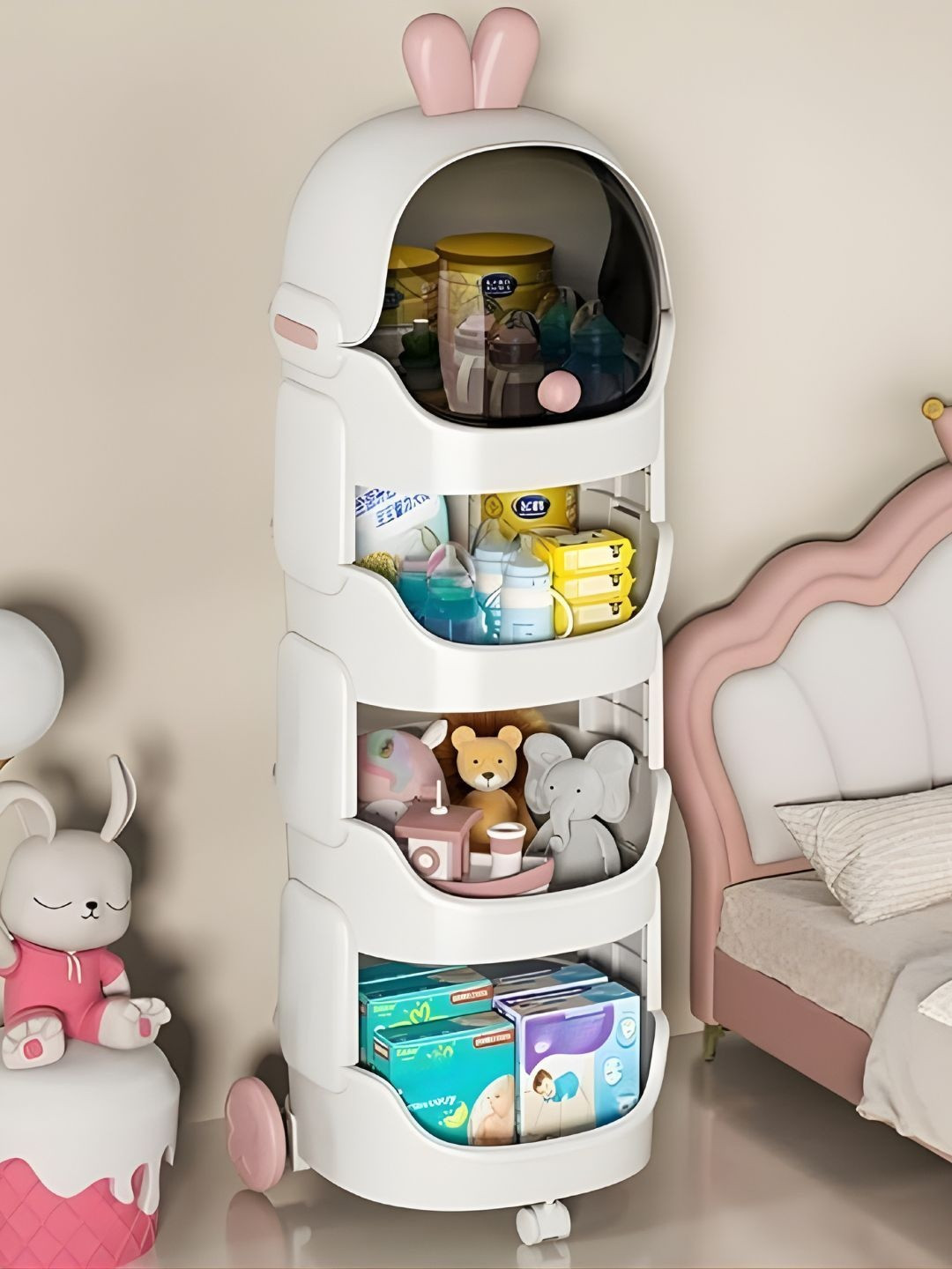 Polka Tots White Storage Drawer Rack 4-Tier Organiser