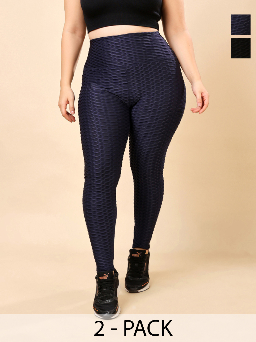 FIT THEORY Pack Of 2 High-Rise Ankle-Length Tights