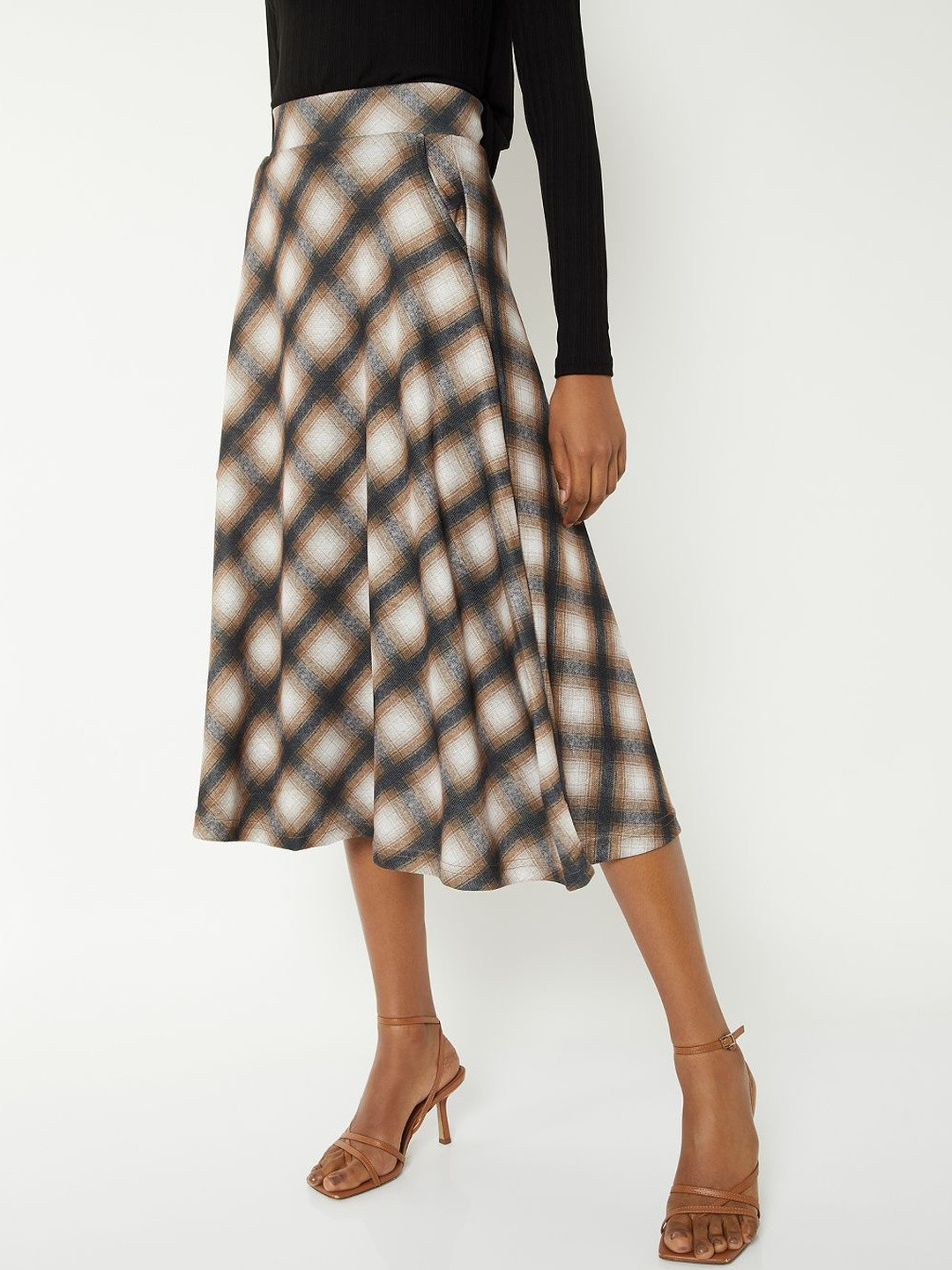 max A-Line Checked Midi Skirts