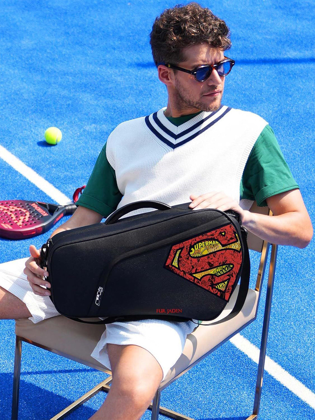 FUR JADEN Unisex Superman Printed The Gameface Padel & Pickleball Structured Sport Bag