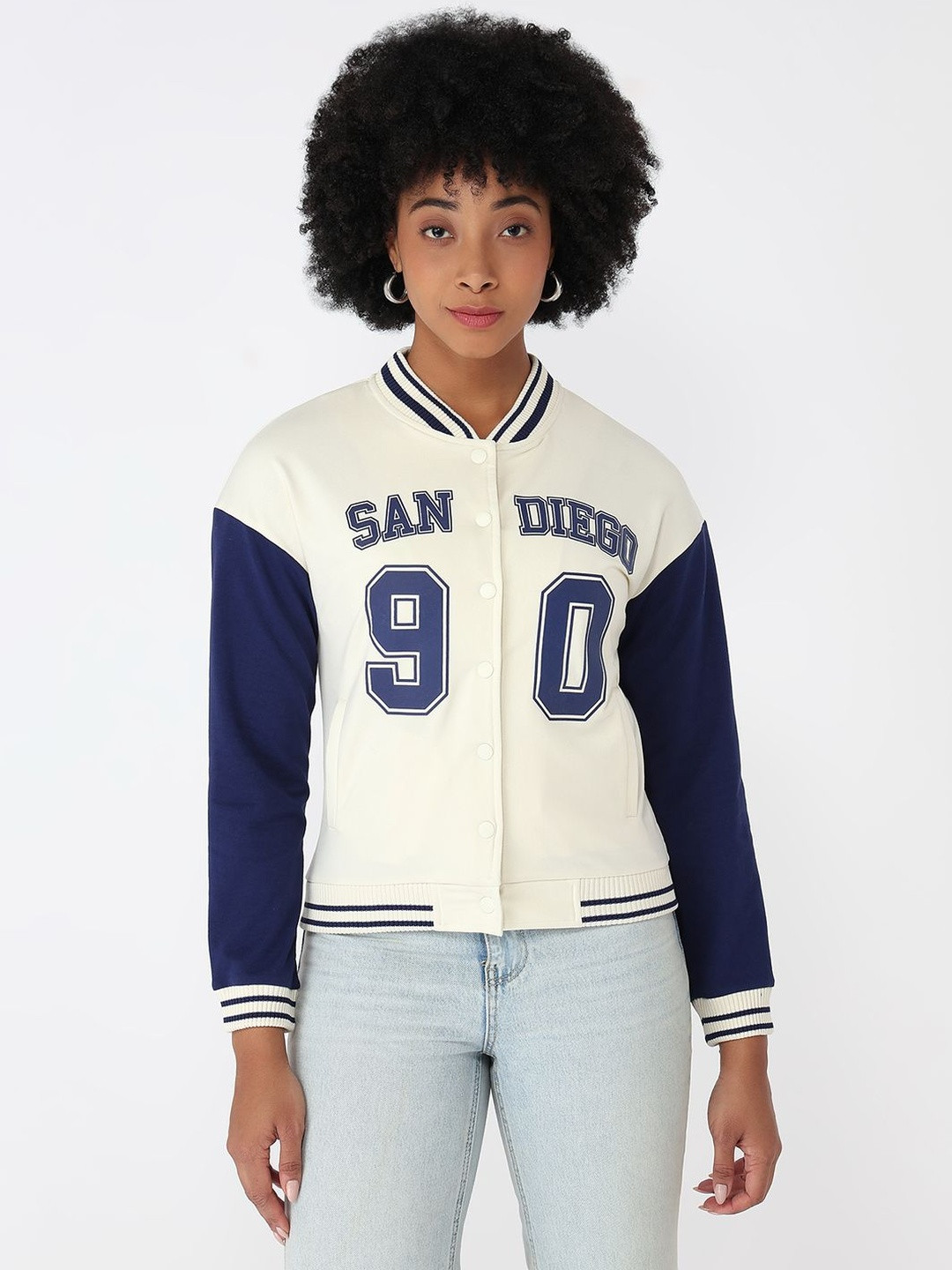 Kraus Jeans Women Varsity Jacket with Patchwork