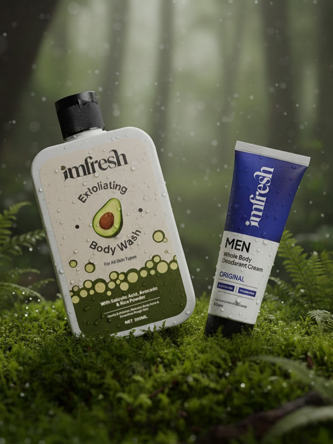 imfresh Set of 2 Men Original Whole Body Deodorant Cream 50g & Exfoliating Body Wash 200ml