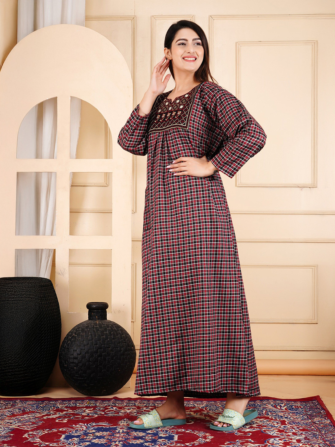 MAYA PRINT Printed Maxi Nightdress