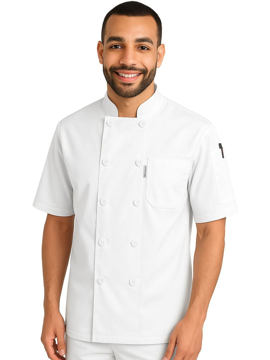Uniformer Men Double-Breasted Chef Overcoat