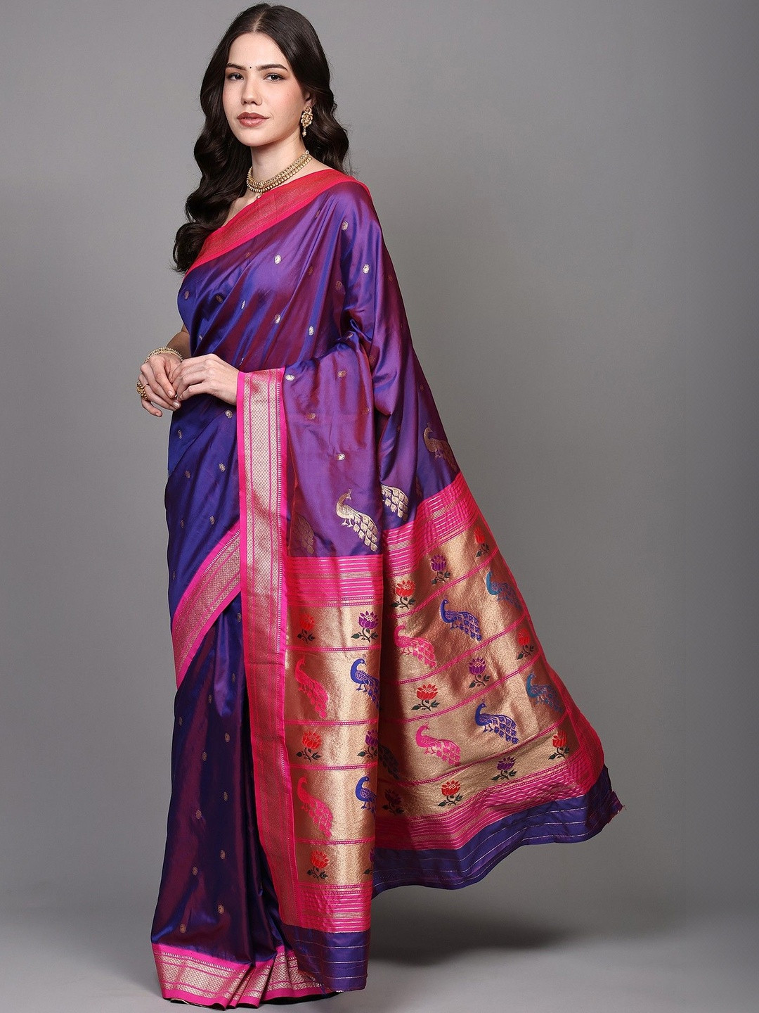Exotic India Paisley Zari Art Silk Paithani Saree
