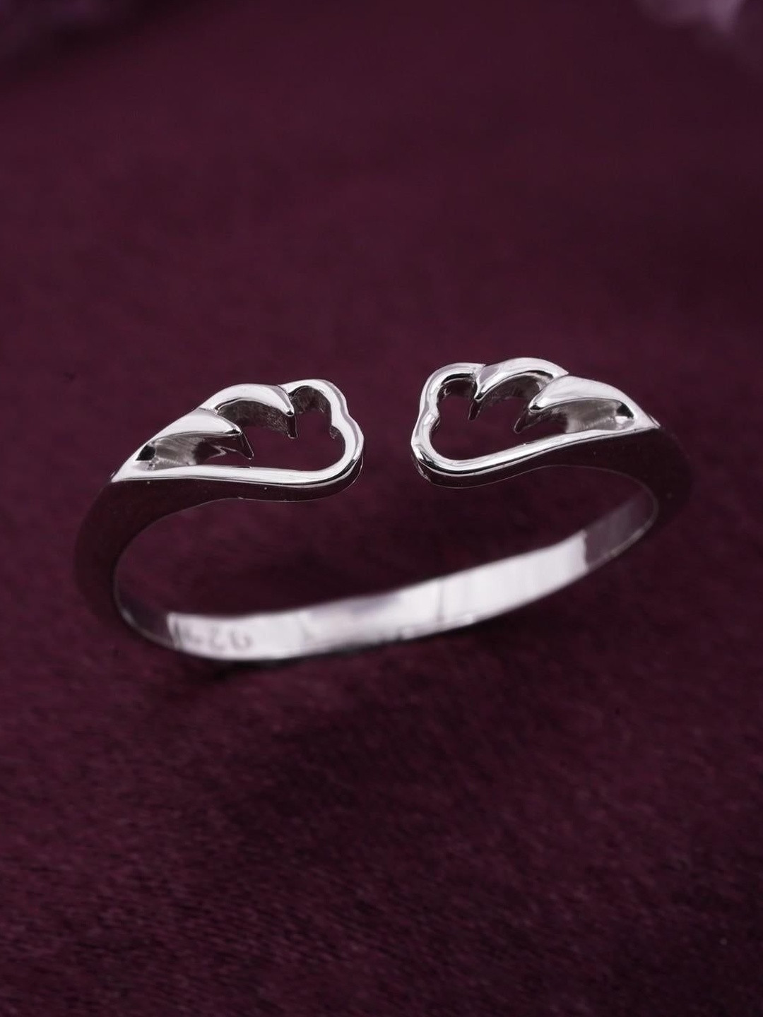 Zalkari 925 Sterling Silver Rhodium-Plated Promise Finger Ring