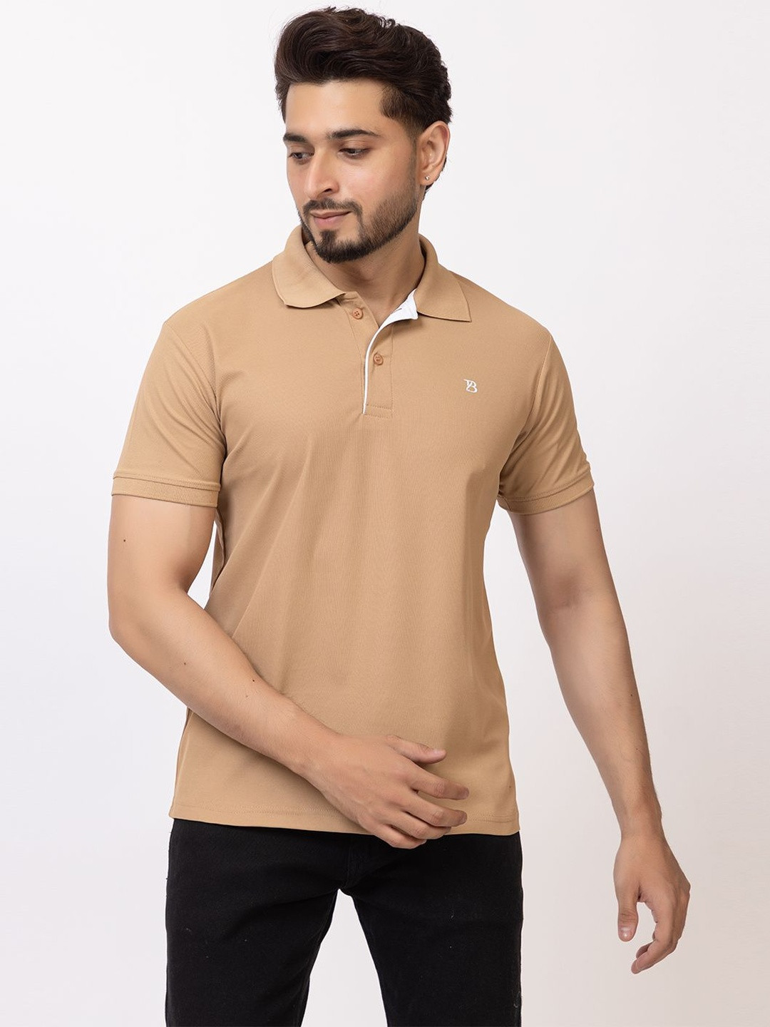 GEE 5 Men Brand Logo Polo Collar Regular Fit T-shirt