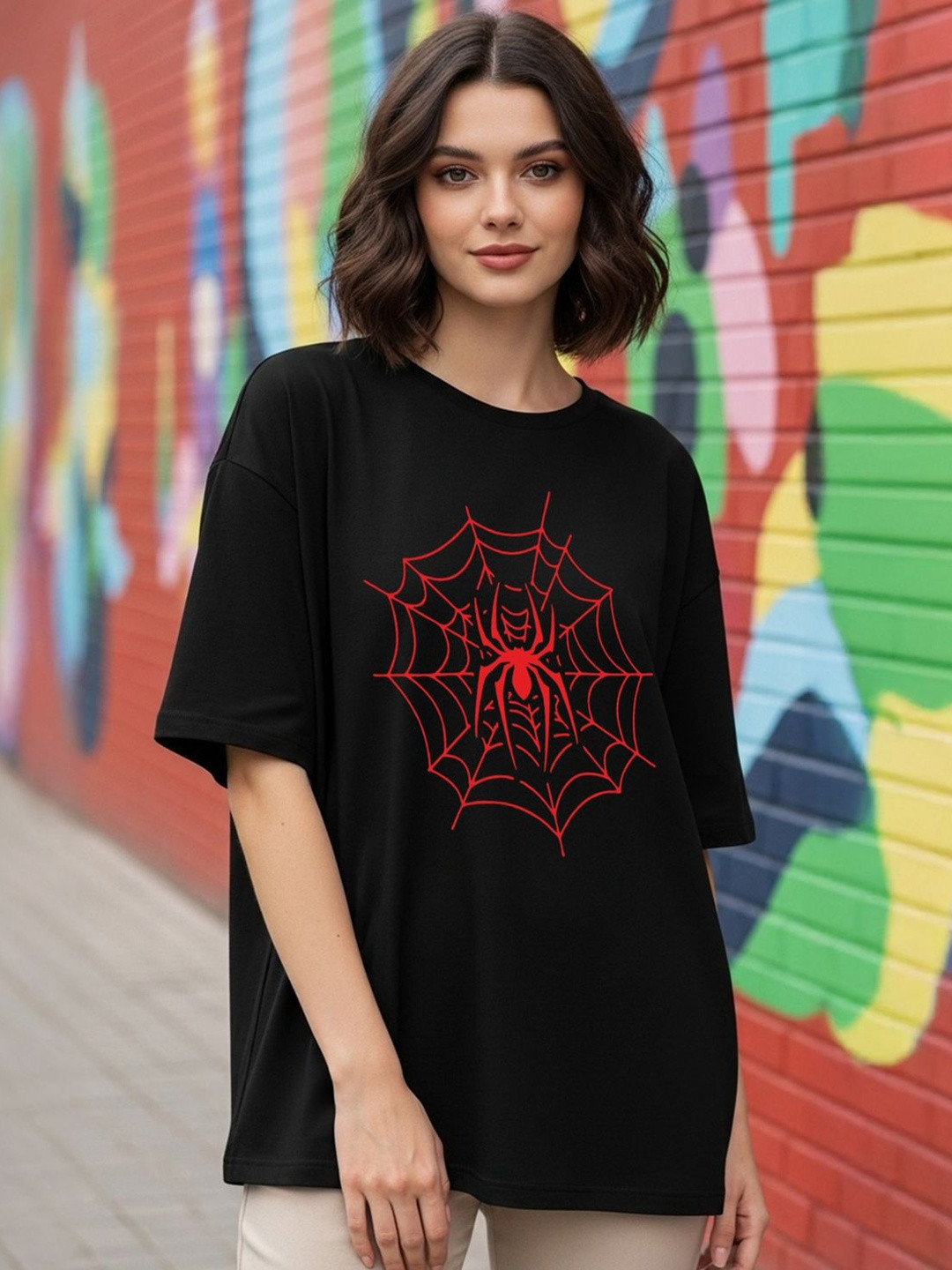BENNY BROOKS Women Printed Short Sleeves Oversized T-shirt