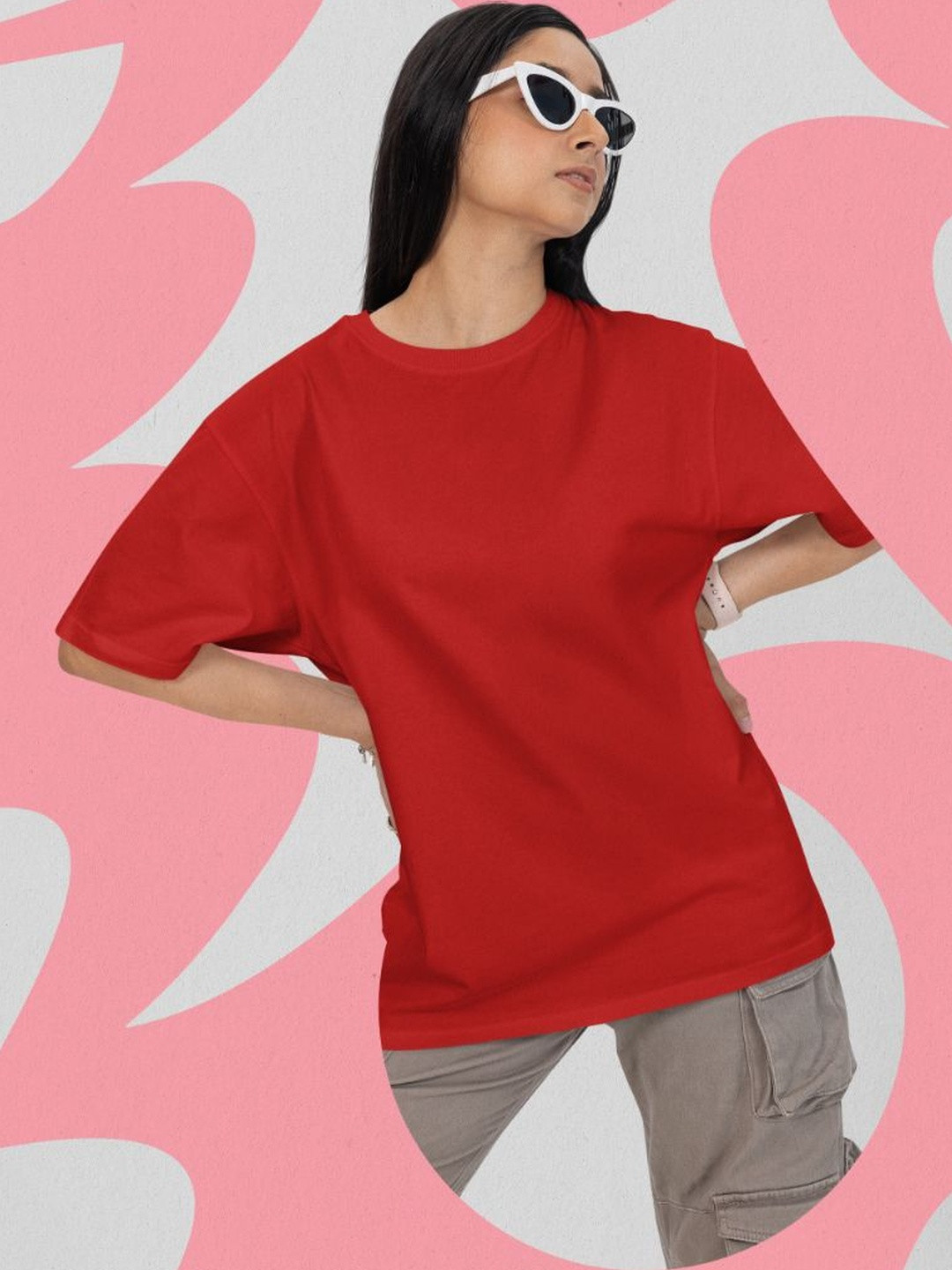 Incrroect Round Neck Short Sleeves Oversized Pure Cotton T-Shirt