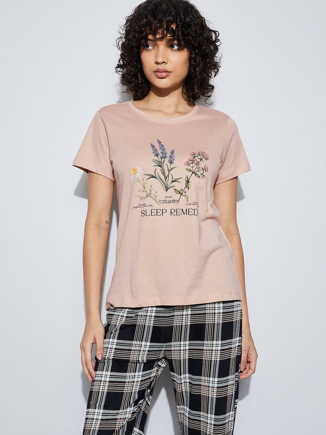Ginger by Lifestyle Women Floral Printed Cotton Half Sleeves Lounge Tshirts