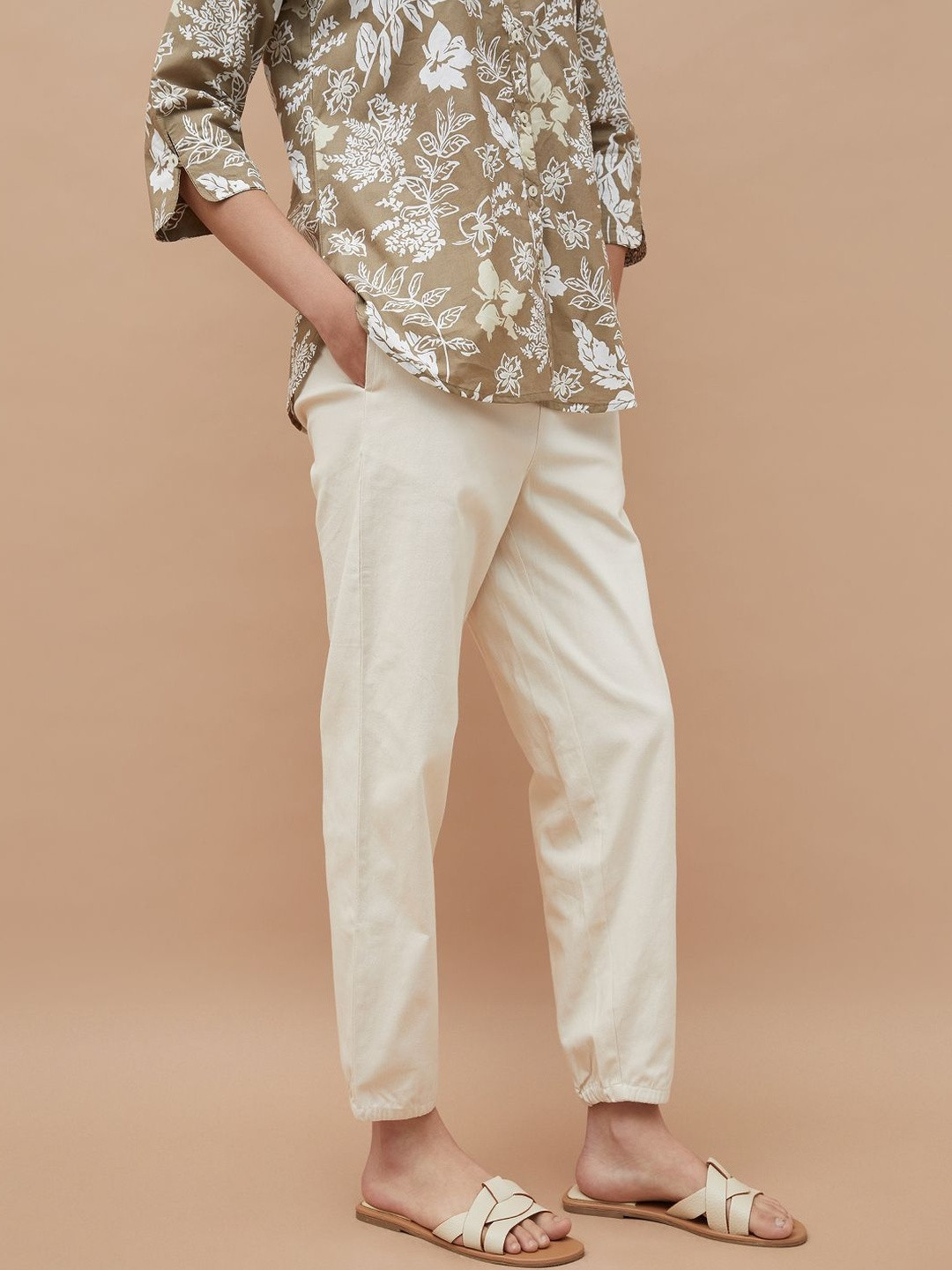 Colour Me by Melange Women Solid Easy Wash Trousers