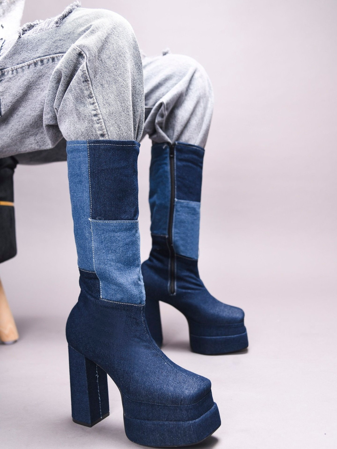 TRYME Women Block-Heeled Slouchy Boots