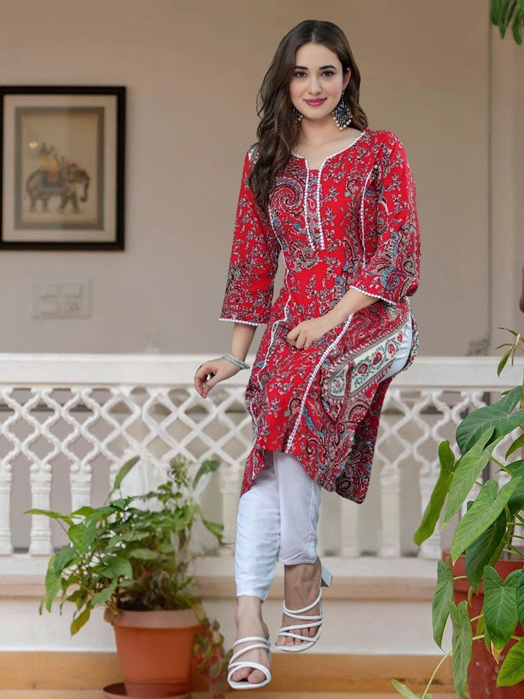 QUEENSFAB Women Paisley Printed Indie Prints Kurta