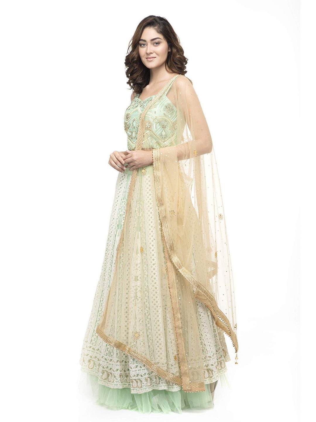 A R SILK DUPATTA HUB Embroidered Beads And Stones Net Dupatta