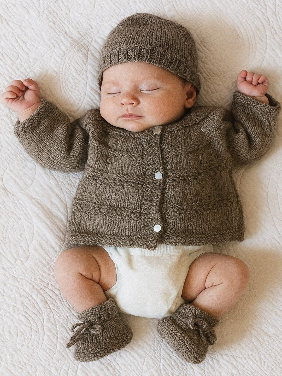 LeafBird Infants 3-Pcs Pure Wool Baby Apparel Gift Set