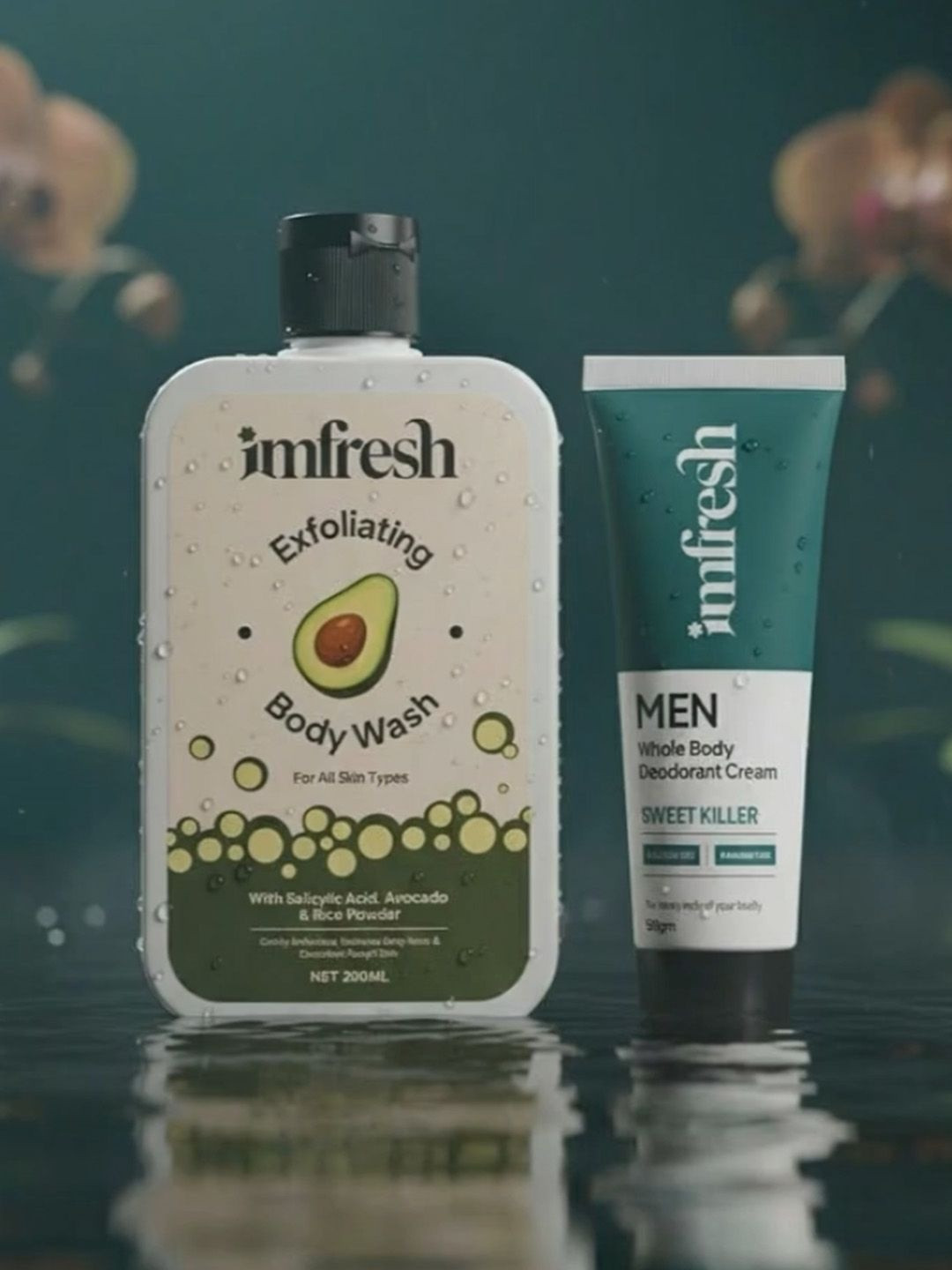imfresh Set of 2 Men Sweet Killer Body Deodorant Cream 50g & Exfoliating Body Wash 200ml