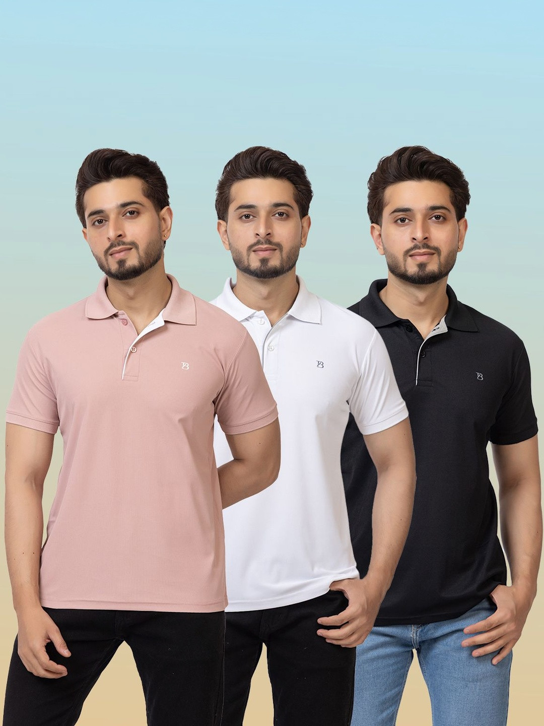 GEE 5 Pack Of 3 Men Polo Collar Short Sleeves T-shirt