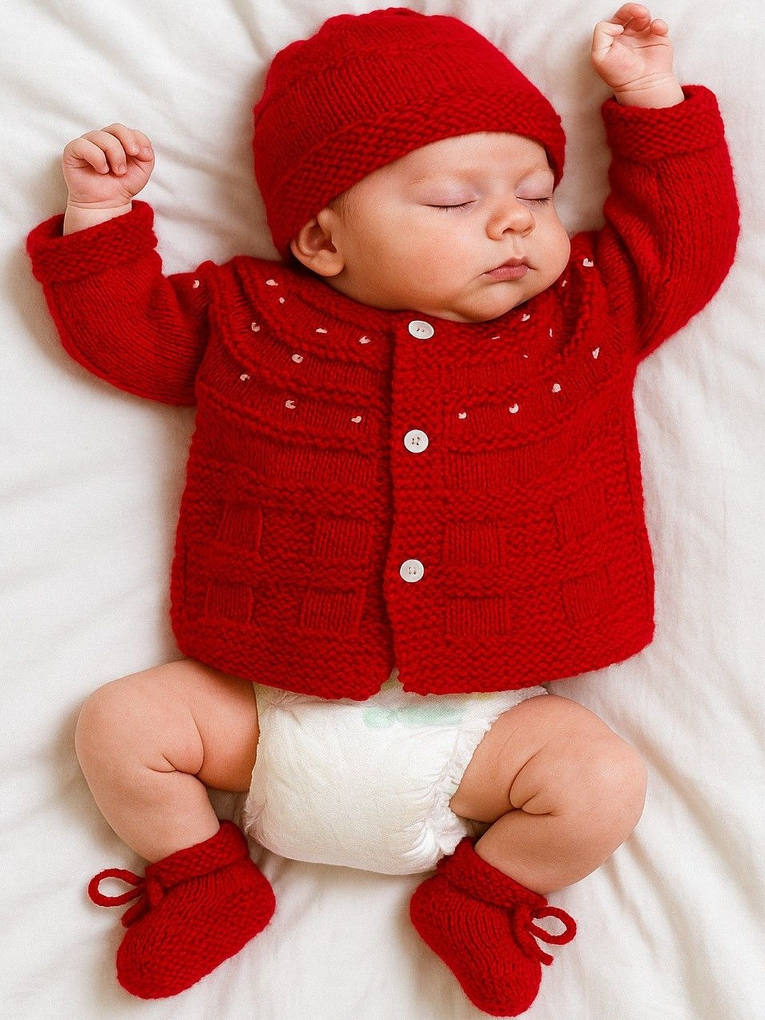 LeafBird Infants Set of 4 Pure Wool Knitted Baby Apparel Gift Set