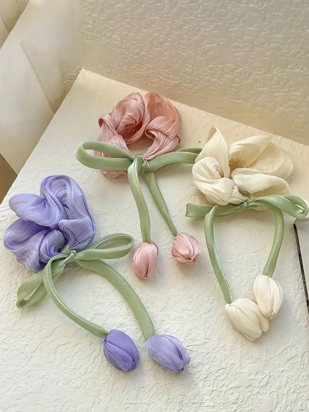 Balasundri Women Set of 3 Tulip Soft Scrunchy Hair Ties Ponytail Holders