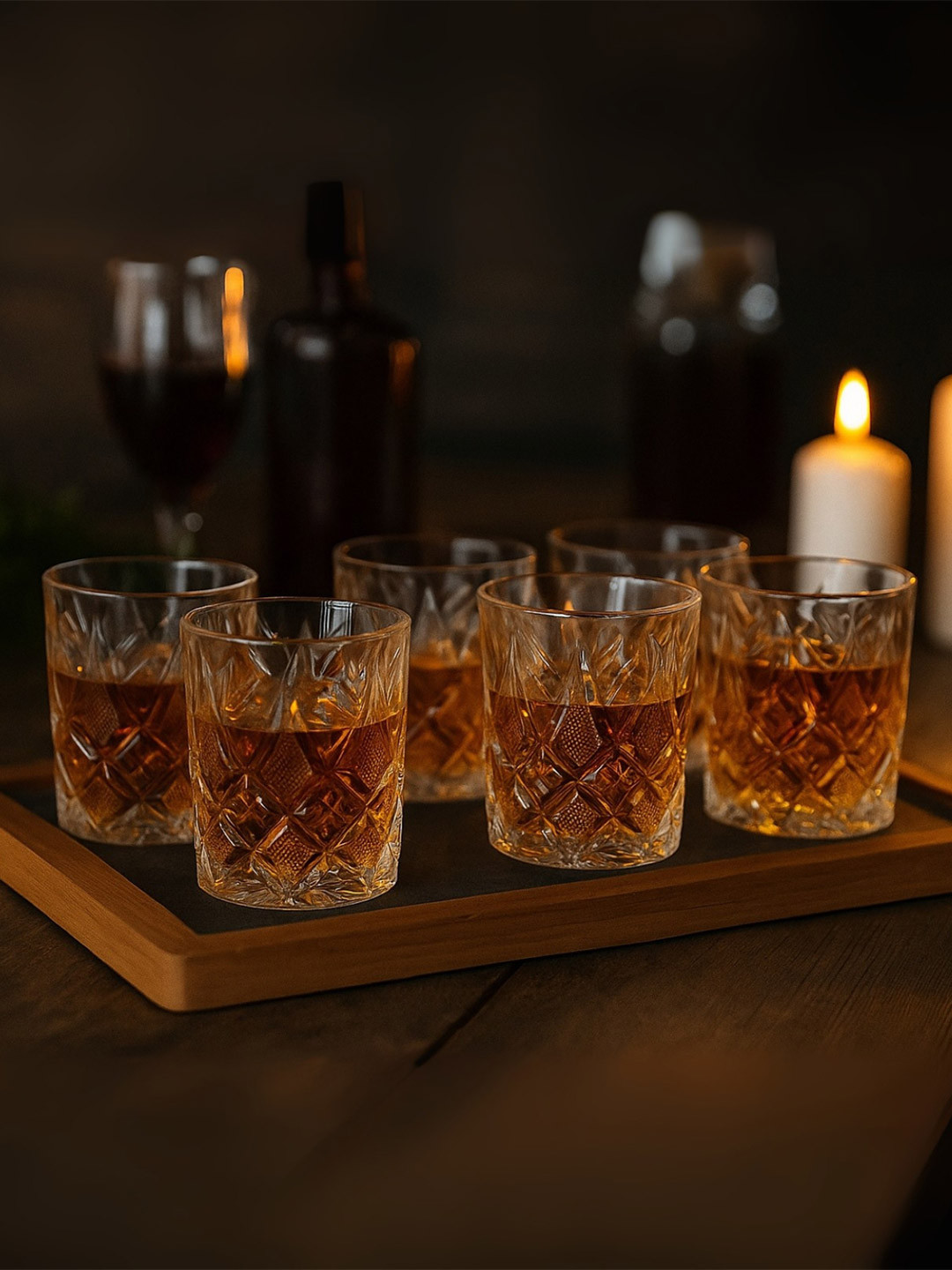 Uniglass  Transparent 6 Pieces Lead Free & Dishwasher Safe Whiskey Glasses 340 ml Each