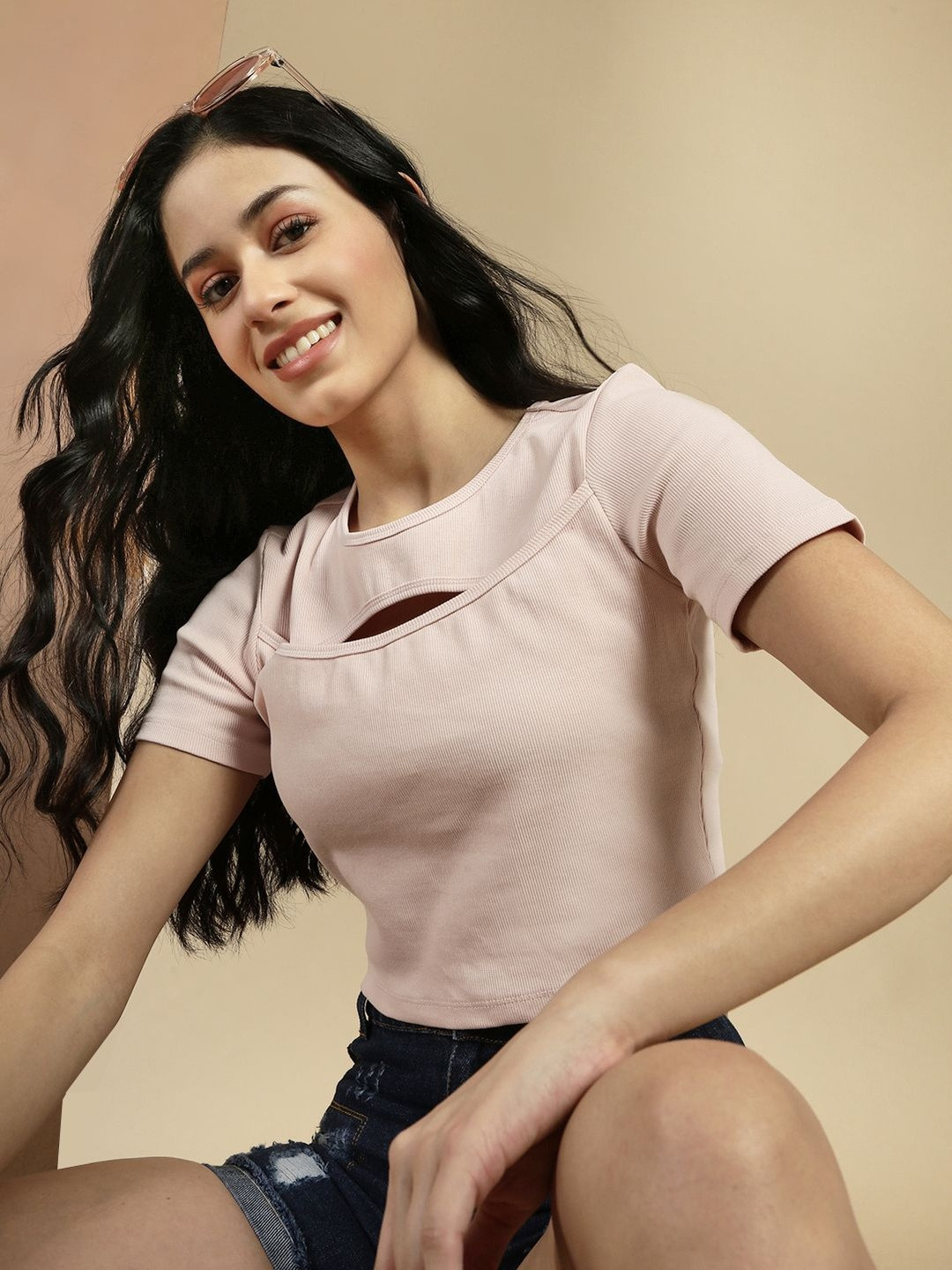 Ecolore Keyhole Neck Cotton Crop Top