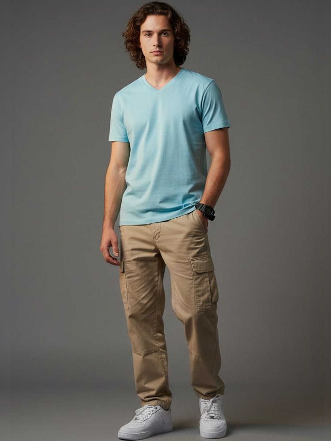 OUTLAWS Men Bio Finish Pack of 2 Regular Fit V-Neck Cotton T-shirt