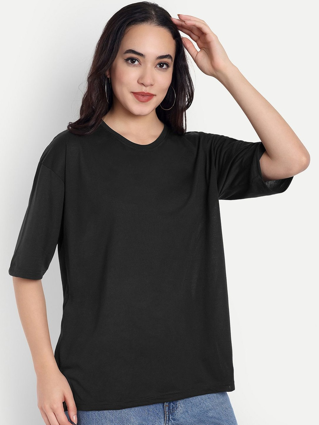 BENNY BROOKS Kung Fu Panda Graphic Printed Drop-Shoulder Sleeves Cotton Oversized T-shirt