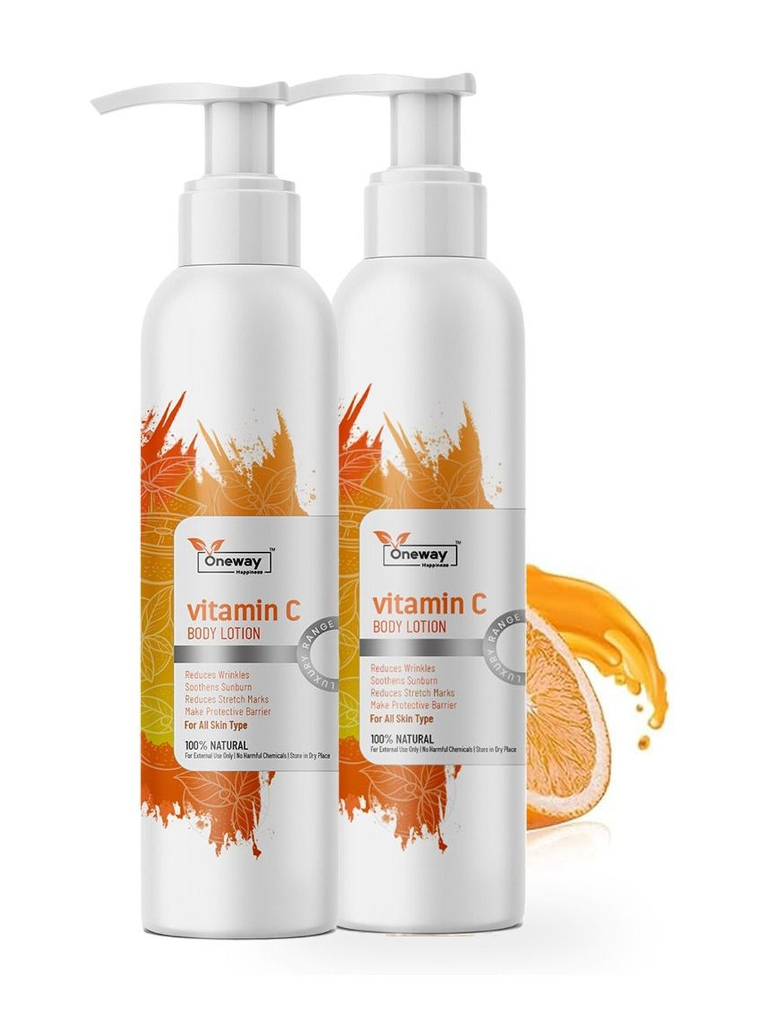 Oneway Happiness Set Of 2 Vitamin C Body Lotion With Lemon & Orange Extracts - 200 ml Each