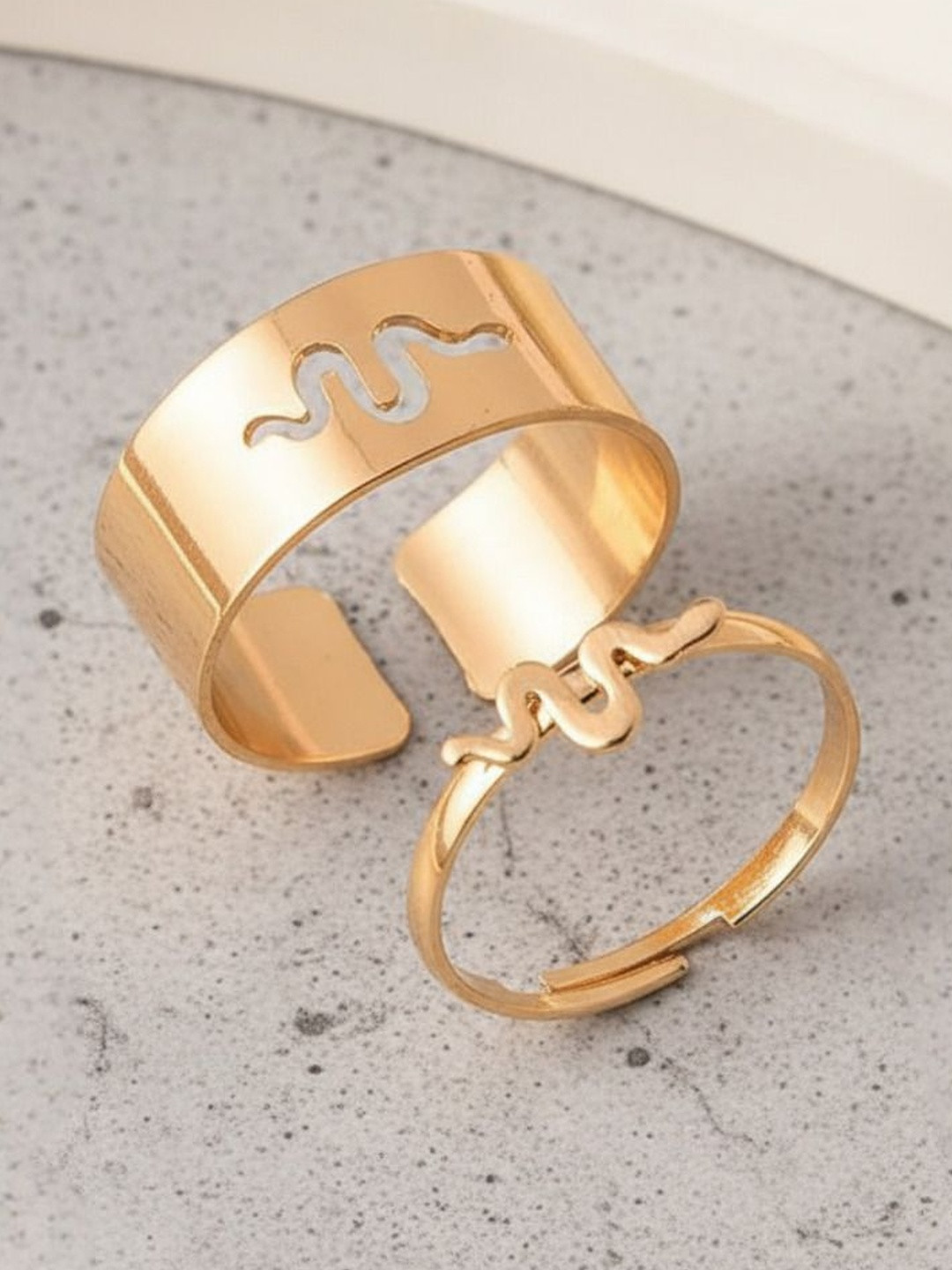 DressBerry Set Of 2 Gold-Plated Snake Matching Wrap Couple Finger Rings