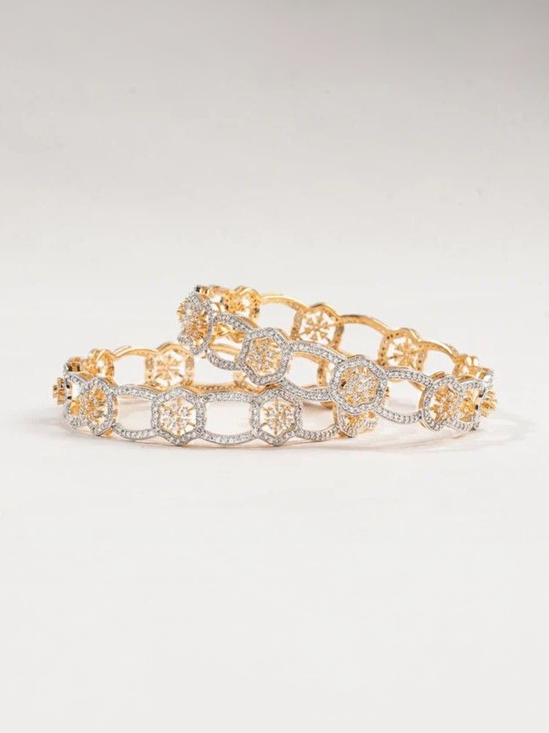Zevarly Set Of 2 Diamond Stone-Studded Bangles