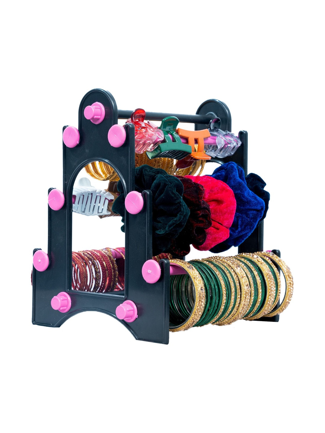 Abirami Kitchen Black And Pink Wardrobe Jewellery Organiser