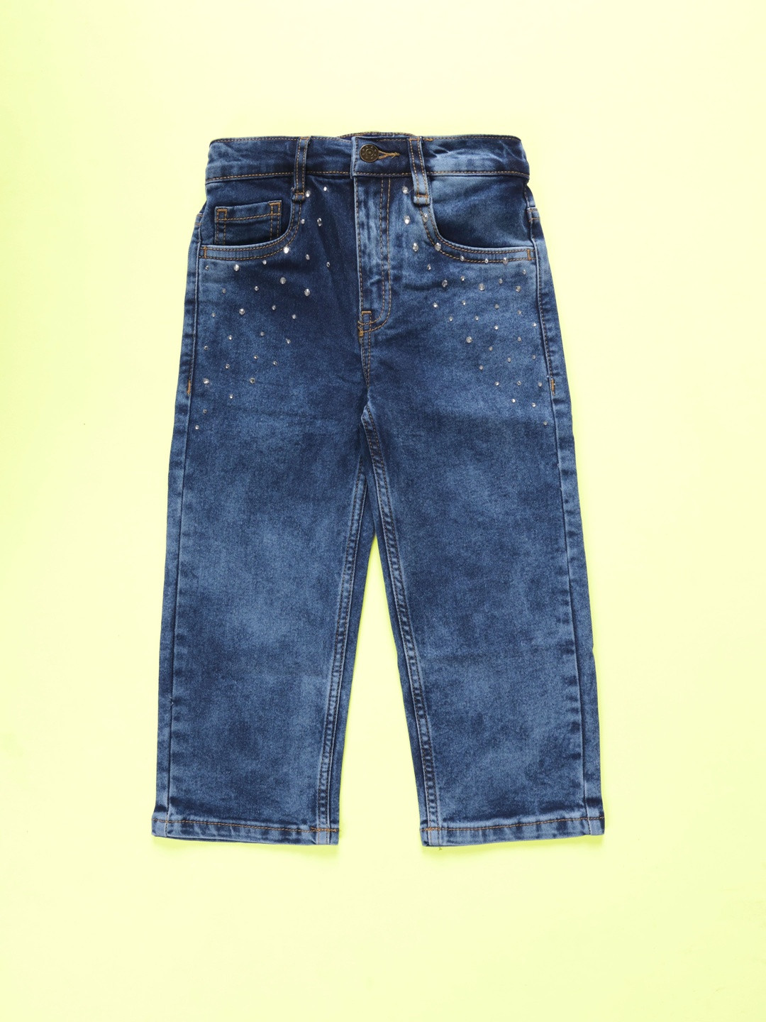 KiddoPanti Girls Straight Fit Mid-Rise Stretchable Jeans